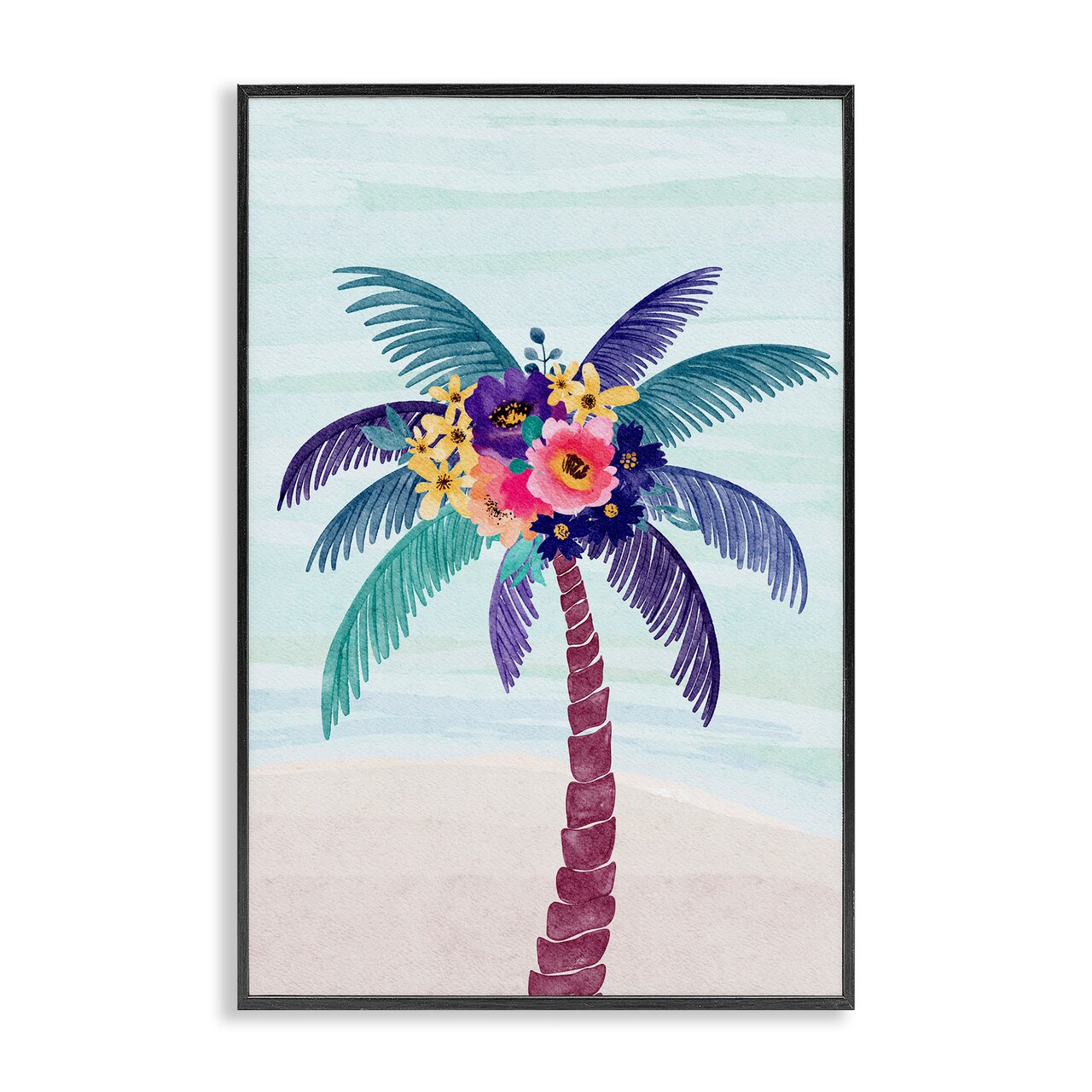 Stupell Industries Floral Palm Tree Beach Framed Giclee Wall Art Design by JJ Design House LLC